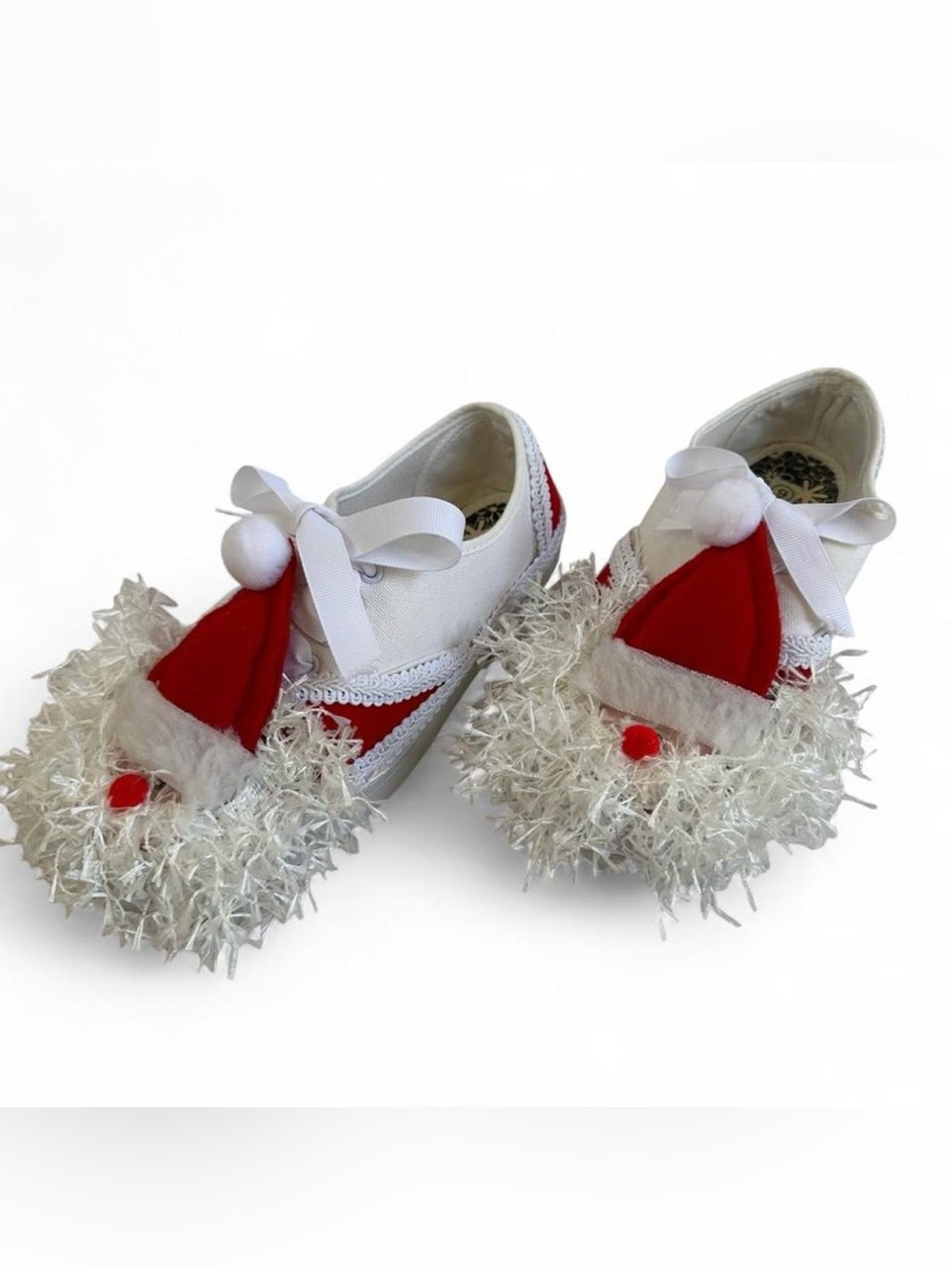 Custom Santa Claus Christmas Canvas Sneakers Women's 9 White Stag Holiday Party